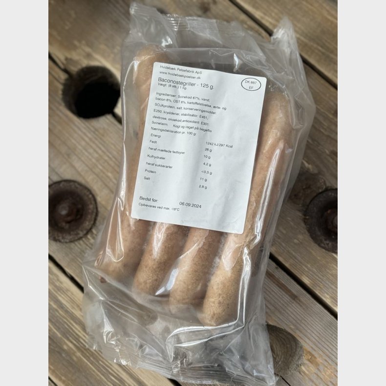Frankfurter med Bacon og Ost